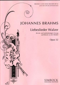 Brahms Liebeslieder Waltzes Op52 Satb & Piano Duet Sheet Music Songbook