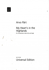 Part My Hearts In The Highlands Voice & Organ Sheet Music Songbook