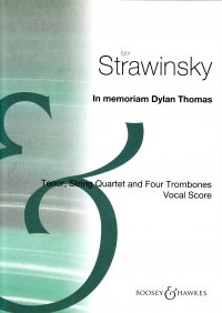Stravinsky In Memoriam Dylan Thomas Tenor & Piano Sheet Music Songbook