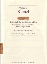 Kienzl Selig Sind Die Verfolgun Leiden High Voice Sheet Music Songbook