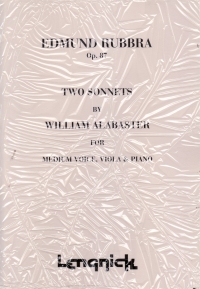 Rubbra 2 Sonnets Op87 Voice/va/piano Sheet Music Songbook