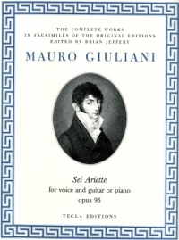 Giuliani Sei Ariette Op95 Voice & Guitar Or Piano Sheet Music Songbook