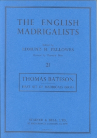 Bateson Madrigals First Set Sheet Music Songbook