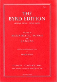 Byrd Madrigals, Songs & Canons Byrd Edition Vol 1 Sheet Music Songbook