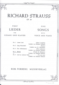 Strauss R Befreit Voice & Piano Sheet Music Songbook