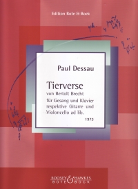 Dessau Tierverse Nach Gedichten Von Brecht Hvce/pf Sheet Music Songbook