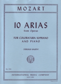 10 Arias Col Sop Voice & Piano Mozart Sheet Music Songbook