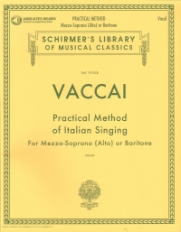 Vaccai Practical Method Mezzo Or Baritone + Online Sheet Music Songbook