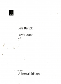 Bartok 5 Songs Op15 Voice & Piano Sheet Music Songbook