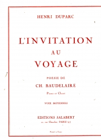 Duparc Invitation Au Voyage Medium Voice & Piano Sheet Music Songbook