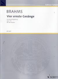 Brahms Vier Ernst Gesange Alto/bari & Piano Sheet Music Songbook