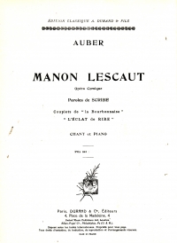 Auber Air De Manon Lescaut Leclat De Rire Sop Sheet Music Songbook