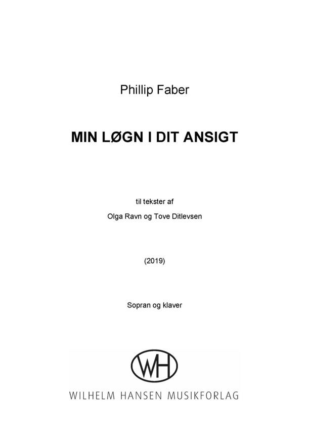 Faber Min Logn I Dit Ansigt Soprano & Piano Sheet Music Songbook