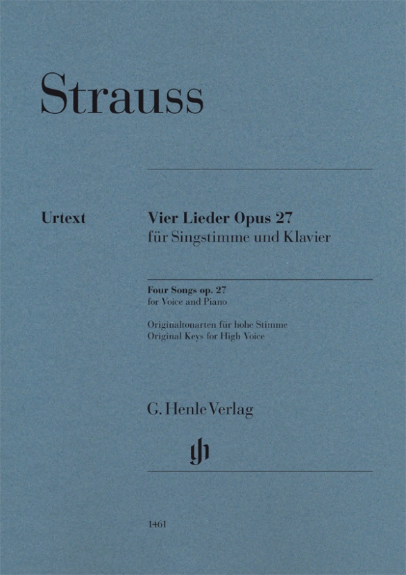 Strauss Vier Lieder Op27 High Voice & Piano Sheet Music Songbook