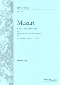 Mozart Laudate Dominum K339 For Sop Choir & Orch Sheet Music Songbook