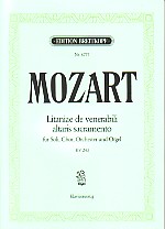 Mozart Litaniae De Venerabili Altaris Kv243 Sheet Music Songbook