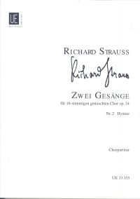 Strauss R Hymn Op34/2 Choral Score Sheet Music Songbook