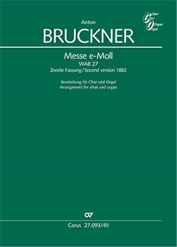 Bruckner Mass In E Minor Ssaattbb & Organ Sheet Music Songbook