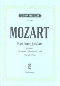 Mozart Exultate Jubilate K165 Vocal Score & Piano Sheet Music Songbook