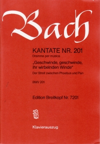 Bach Cantata No 201 Vocal Score Sheet Music Songbook