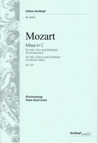 Mozart Mass In C K317 (coronation) Vocal Score Sheet Music Songbook