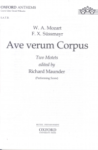 Mozart Sussmayr Ave Verum Corpus Vocal Score Sheet Music Songbook