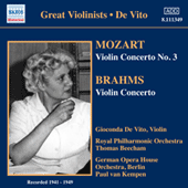 Mozart/brahms Violin Concertos De Vito Music Cd Sheet Music Songbook