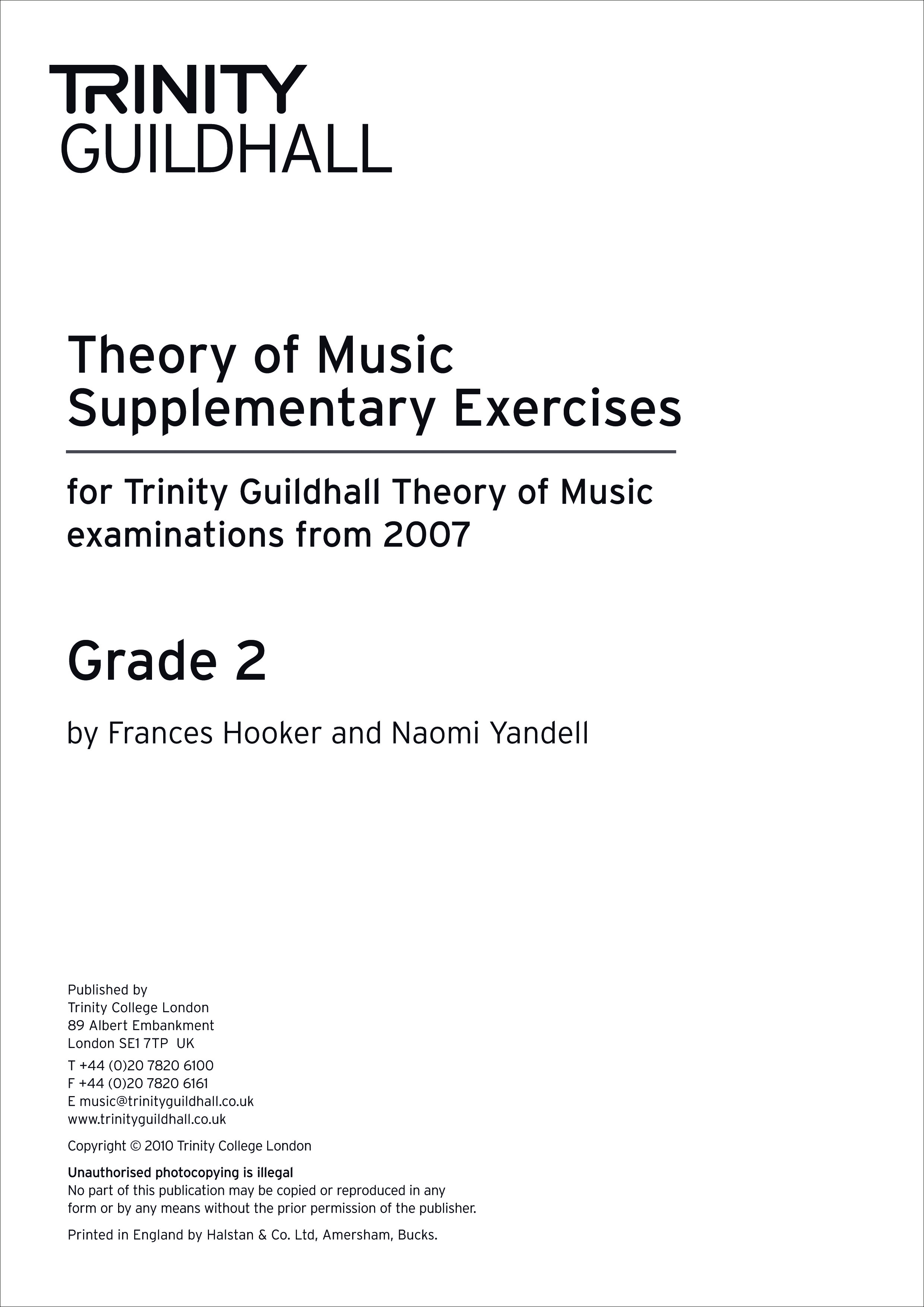 Trinity Theory Supplementary Exercises Grade 2 Sheet Music Songbook