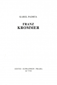 Kramar-krommer Thematic Catalogue (cz-g) Book Har Sheet Music Songbook