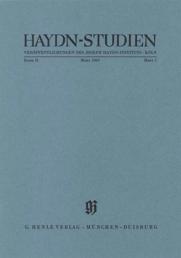 Haydn-studien Band 2 Heft 1 (marz 1969) Sheet Music Songbook