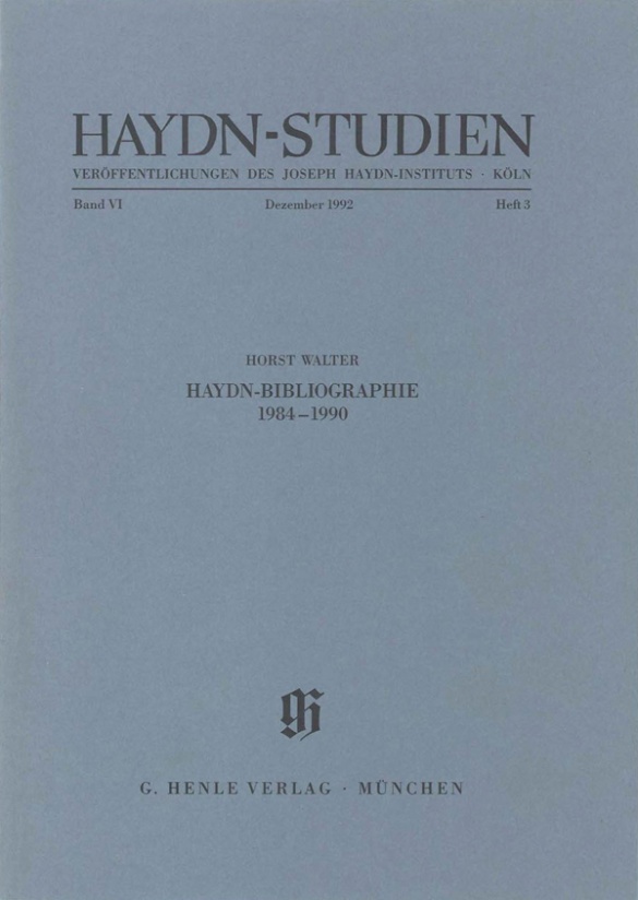 Haydn-studien Band 6 Heft 3 (dezember 1992) Sheet Music Songbook