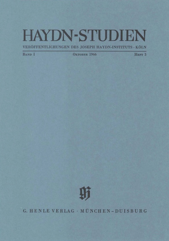 Haydn-studien Band 1 Heft 3 (oktober 1966) Sheet Music Songbook