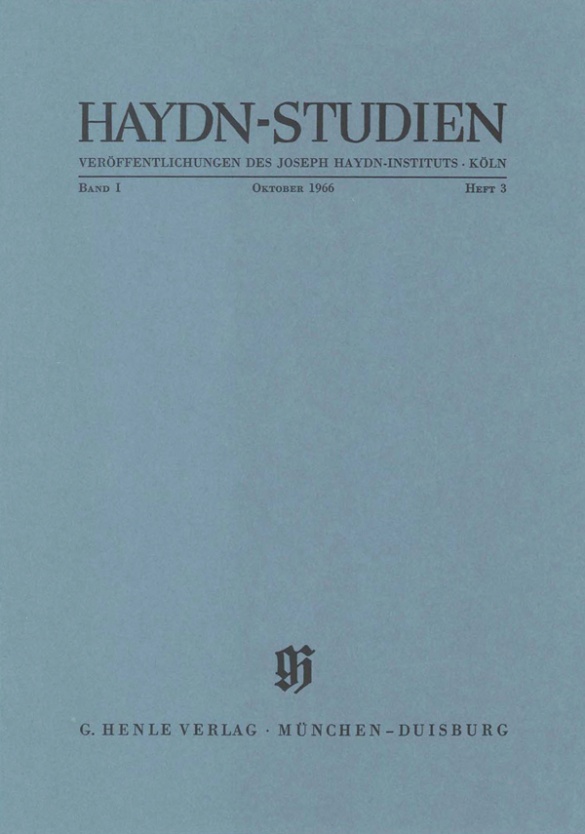 Haydn-studien Band 1 Heft 3 (oktober 1966) Sheet Music Songbook