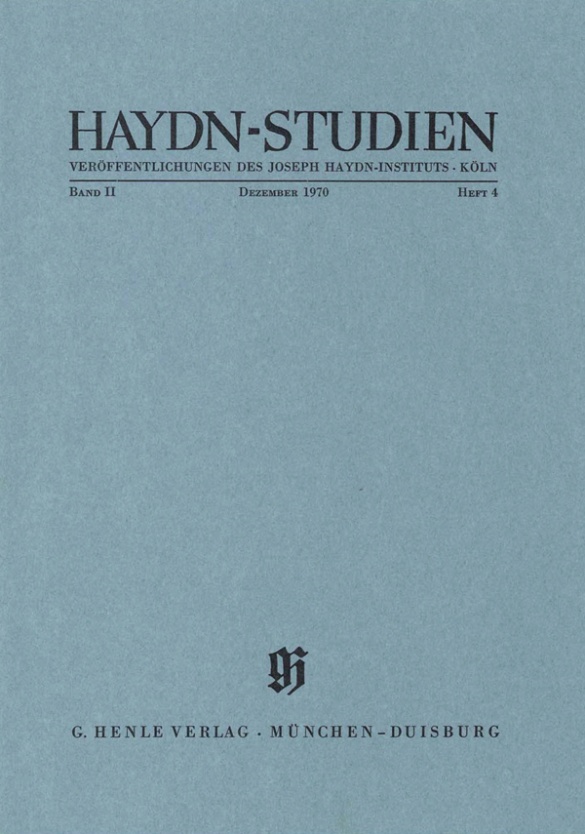 Haydn-studien Band 2 Heft 4 (dezember 1970) Sheet Music Songbook