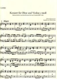 Bach Concerto Cmin (violin & Oboe) Cembalo Part Sheet Music Songbook