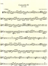 Bach Concerto For Keyboard No 4 In A (bwv1055)vla Sheet Music Songbook