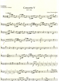 Bach Concerto For Keyboard No5 Fmin Bwv1056 Vcl/db Sheet Music Songbook