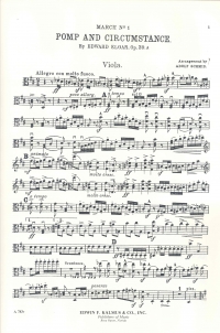 Elgar Pomp & Circumstance No 1 D Schmid Viola 1 Sheet Music Songbook