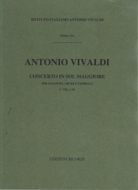 Vivaldi Bassoon Concerto G Major Fviii No 29 Score Sheet Music Songbook