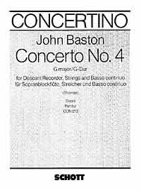 Baston Concerto No 4 G Score Desc Rec/str/bc Sheet Music Songbook