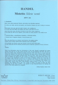 Handel Silete Venti Hwv242 Score Sheet Music Songbook