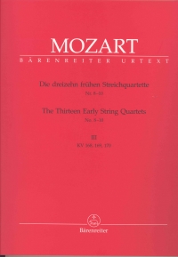Mozart String Quartets (13 Early) Bk 3 (k168-170) Sheet Music Songbook
