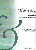 Stravinsky 3 Songs From Shakespeare Set Of Parts Sheet Music Songbook