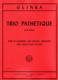 Glinka Trio Pathetique Dmin (clar/bsn/pf) Sheet Music Songbook