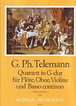 Telemann Quartet In G Flute/oboe/violin [parts] Sheet Music Songbook