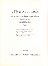 Blacher 5 Negro Spirituals (1962) Sheet Music Songbook