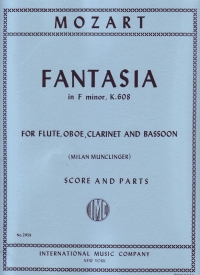 Mozart Fantasia Fmin K608 Woodwind Quartet Sheet Music Songbook