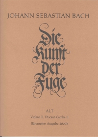 Bach Art Of Fugue Bwv1080 String Quartet Violin 2 Sheet Music Songbook