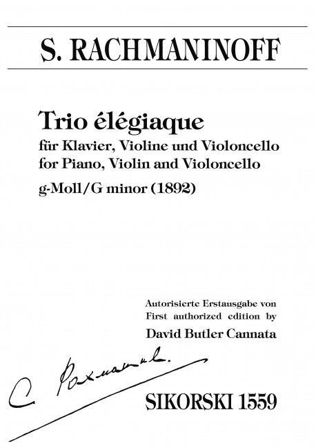 Rachmaninoff Trio Elegiaque G Minor Set Of Parts Sheet Music Songbook