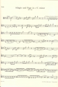 Mozart Adagio & Fugue Cmin K546 Viola Sheet Music Songbook